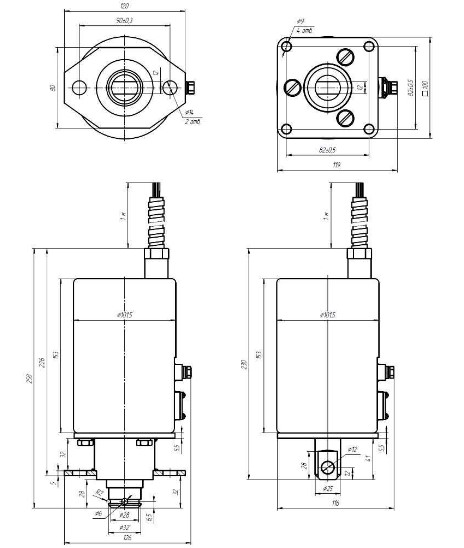 Рис.1. Габаритный чертеж устройства импульсного электромагнитного УИМ 0221