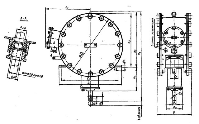 Рис.1. Габаритный чертеж электромагнита КМТ-411А/Т