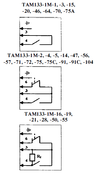 Электрические схемы подключения ТАМ133-1М