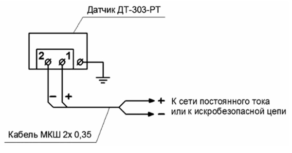 Схема электрическая соединений датчиков температуры ДТ-303-РТ