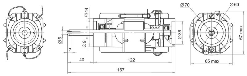 Схема габаритов двигателя ПК 70-11-10