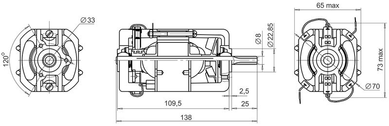 Схема габаритов двигателя ПК 70-150-10