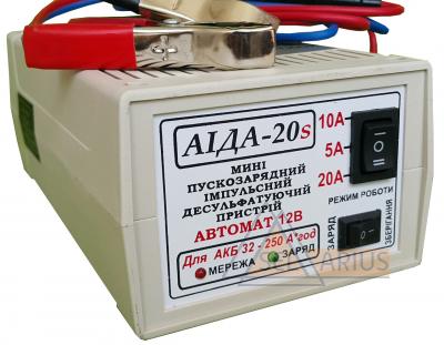 Мини пускозарядное АИДА-20s—автомат. импульсное десульфатирующее для АКБ 32-250А*час, режим хранения фото 1